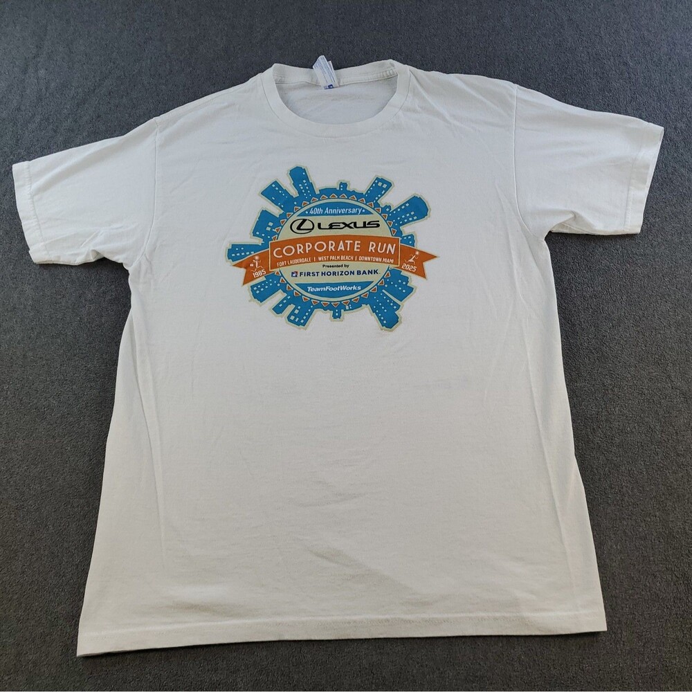 Yazbek 40th Lexus Corporate Run 2025 TShirt Adult Medium White Graphic Print